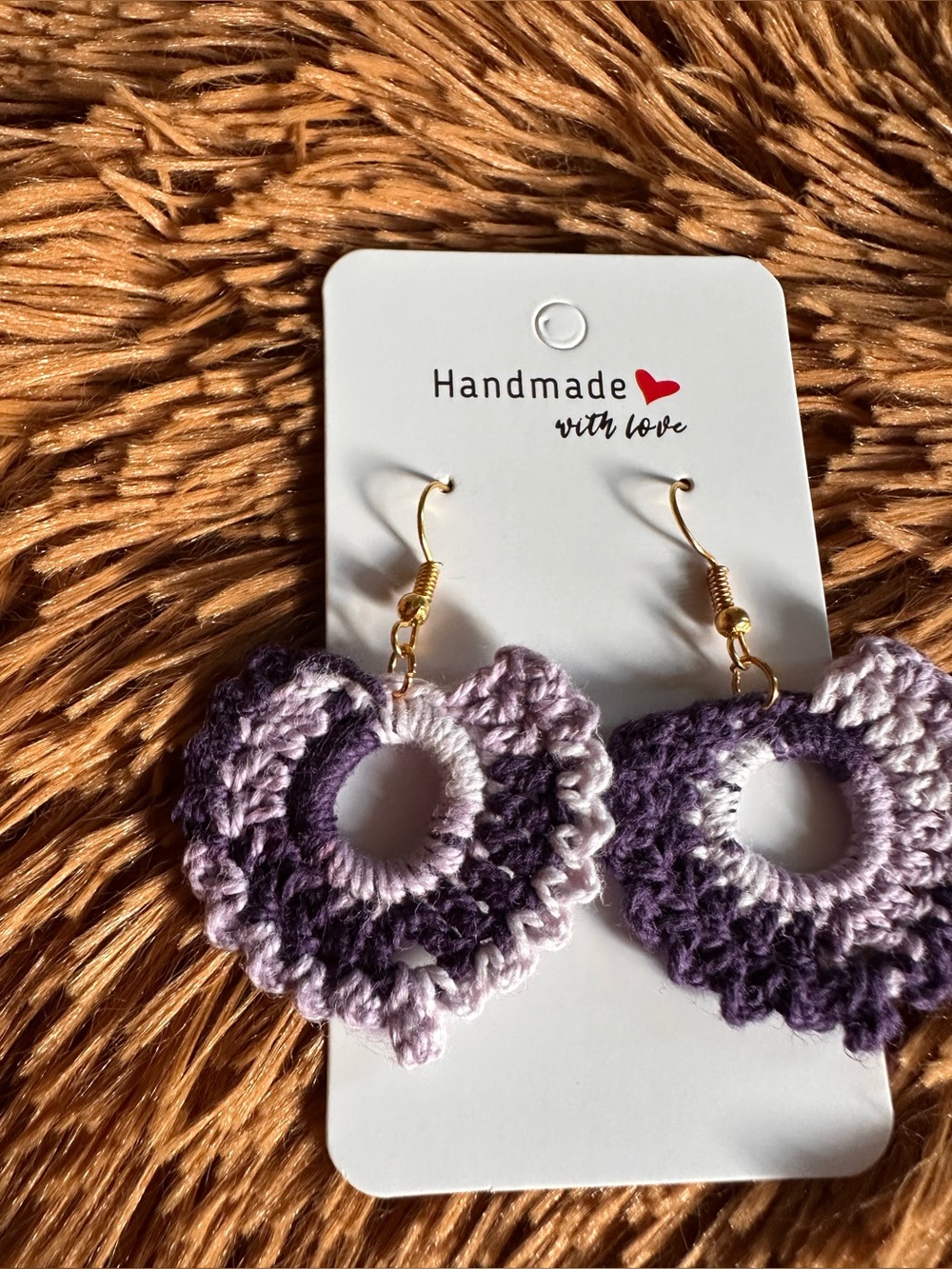 Handmade Purple Ombre Crochet Hoop Earrings -